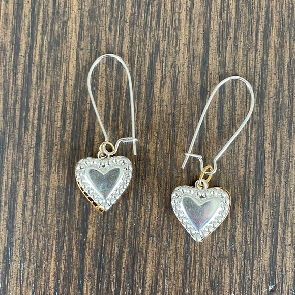 Hand Crafted Jewelry - HAND CRAFTED EARRINGS Reversible Gold Silver Hearts